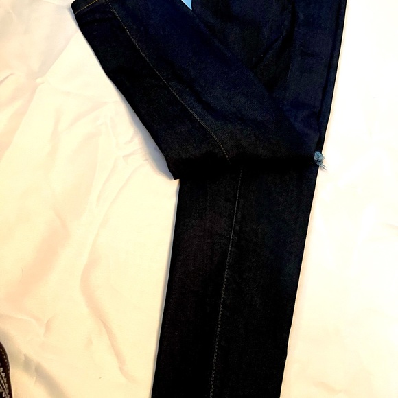 Blue Delta Custom Stretch Denim Womens Skinny Jeans 31.5 W Distressed Knee Dark - Picture 2 of 14